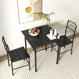 JOIN IRON 3-Piece Kitchen Dining Room Table Set for Small Spaces，Iron Wood Square Table with 2 Chairs for Kitchen Dining Room Furniture (Ash) JOIN IRON