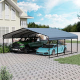 EROMMY 20‘x20’ Stable Metal Carport, All-Weather Heavy-Duty Carports with Strong Base, Sturdy Car Shed with Galvanized Steel Roof and Frame, Easy Assembly Car Port for 2 Cars, Tractors, Boat, Gray EROMMY