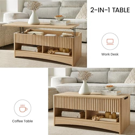 Amada Coffee Bar Cabinet with Wine Glass Rack, 47.2" Buffet Sideboard with Adjustable Shelves, Storage Cabinet for Kitchen,Entryway,Dining Room, Home Bar, Holds 200 lbs, Soft-Close Hinges,Natural Oak AMADA HOMEFURNISHING