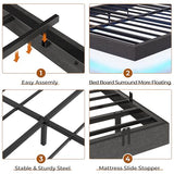 BTHFST Floating Bed Frame Full Size with LED Lights, Modern Metal Full Platform Bed, Solid and Stable, Noise Free, No Box Spring Needed, Easy Assembly BTHFST