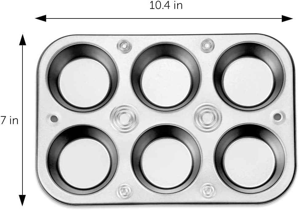 DecorRack Non-Stick Muffin Pan, 6-Cup, Bakeware for Baking Cupcakes (Pack of 1) DecorRack