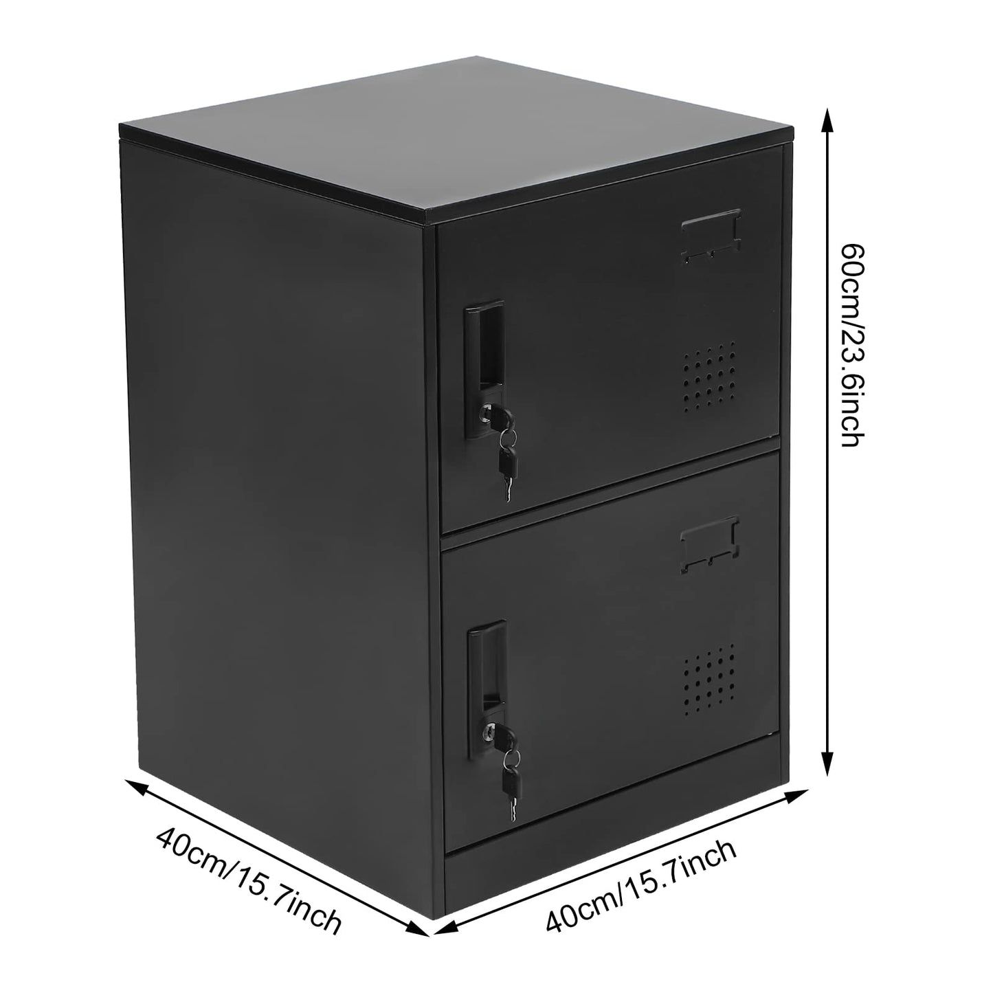 Steel Storage Cabinet, Vertical Stackable Storage Cabinet with Lock, 2 Doors, Metal Loker, Organizer for Office, Home, Garage, Gym, School (Black) - WoodArtSupply