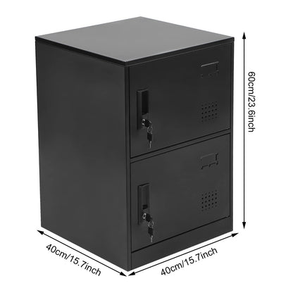 Steel Storage Cabinet, Vertical Stackable Storage Cabinet with Lock, 2 Doors, Metal Loker, Organizer for Office, Home, Garage, Gym, School (Black) - WoodArtSupply