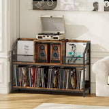 CHOEZON 43" Vinyl Record Storage Holder, Large Record Player Table, Holds up to 400 Albums, Vinyl Record Player Display Stand, Removable Dividers, for CD, Audio Equipment Storage, Rustic Brown TCW77BF CHOEZON