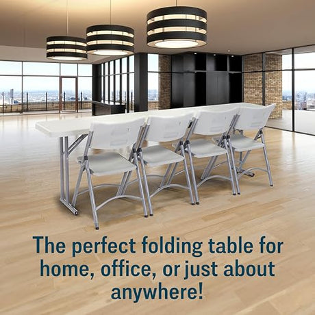 Seminar Folding Table by National Public Seating – 18x96 Portable, Heavy-Duty Foldable Table Indoor/Outdoor Table for Office, Conferences & Training Rooms – Lightweight & Durable, Speckled Gray National Public Seating