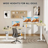 Flycity Electric L Shaped Standing Desk Adjustable Height, 63" x 55" Corner Stand Up Table, Home Office Desk, Dual Motor Sit Stand Desk, Computer Desk with 3 Memory Preset & Lock, Maple Flycity