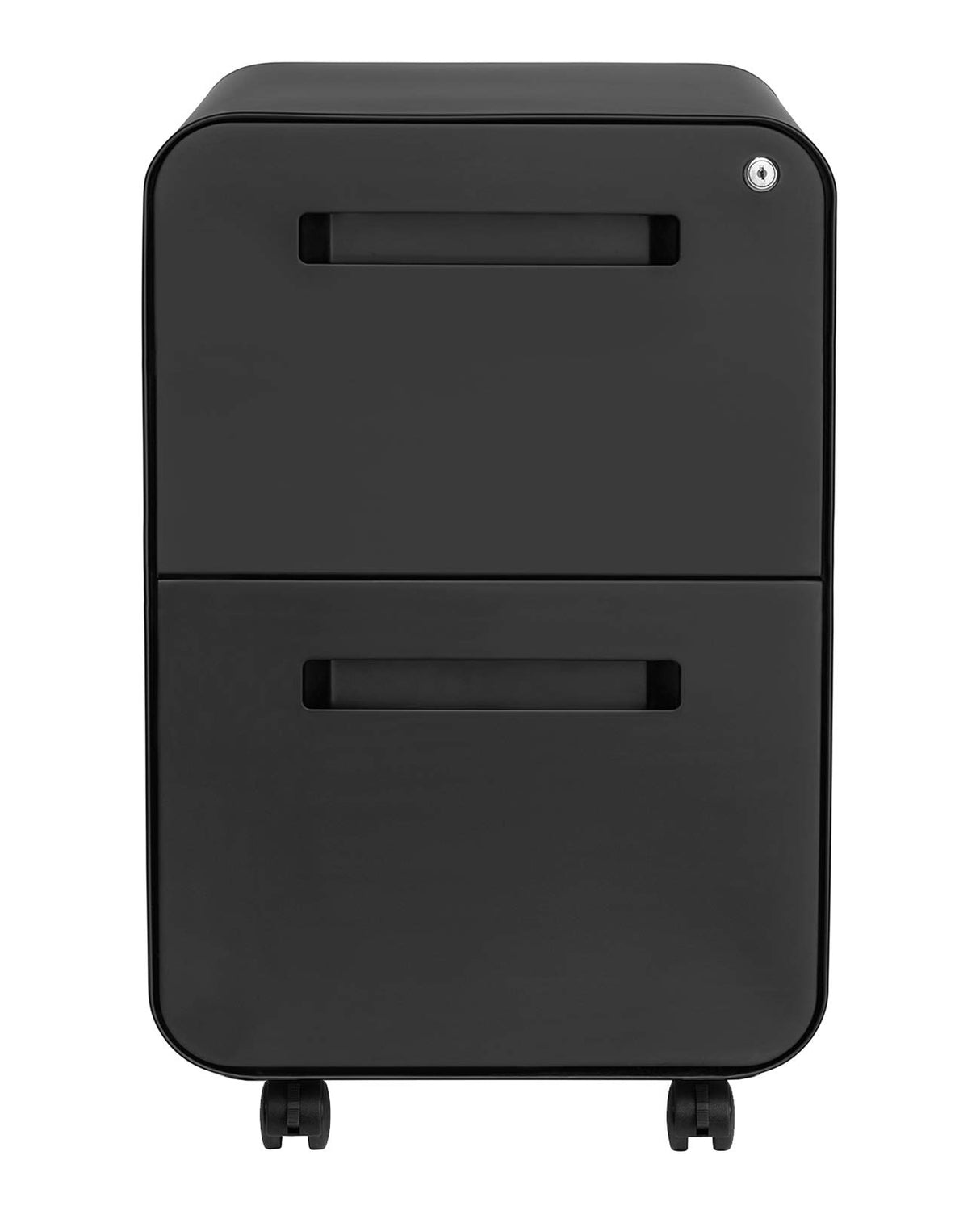 Laura Davidson Furniture Stockpile 2 Drawer Mobile File Cabinet with Lock - Under Desk Metal Filing Cabinet, Legal/Letter File Folders, Wheels and Stationary Feet, Pre-Assembled, Black Laura Davidson Furniture