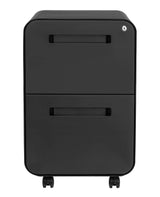 Laura Davidson Furniture Stockpile 2 Drawer Mobile File Cabinet with Lock - Under Desk Metal Filing Cabinet, Legal/Letter File Folders, Wheels and Stationary Feet, Pre-Assembled, Black Laura Davidson Furniture