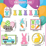 Jetec Tray Decor, 12pcs Bunny Easter Tiered Signs, Wood Gnome Truck Flower Farmhouse Kitchen Decorations, Green, Yellow, Tray not Included Jetec