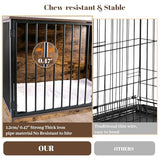 Dog Crate Furniture with Cushion for Large Dogs, 36" Indoor Wooden Dog Kennel with 270° Swivel Door, 360° Rotating Feeder, Decorative Heavy Duty Dog House with Double Locks & Bowls, Rustic Brown TBWIND