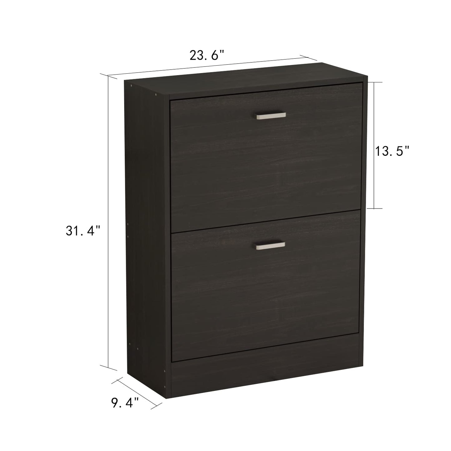 FUFU&GAGA Shoe Cabinet with 2 Flip Drawers for Entryway, Modern Storage Cabinet, Freestanding Rack Organizer (23.6”W x 9.4”D 31.4”H)(Black) - WoodArtSupply