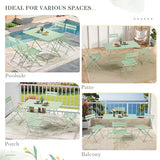 MELLCOM 5-Piece Foldable Patio Dining Set with Rectangular Table and Chairs, Weather-Resistant Iron Outdoor Dining Set for 4 People, Outdoor Table and Chairs for Patio, Yard, Indoor, Green MELLCOM