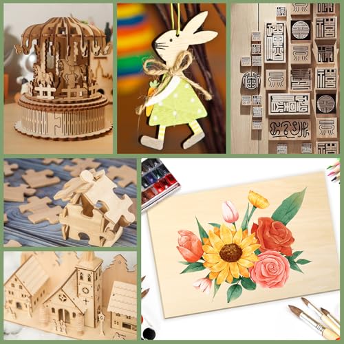 4 Pack Basswood Sheets 1/16x12x12 Inch,1/16 Basswood for Laser Cutting & Engraving, Thin Balsa Wood Sheets, Unfinished Wood for Crafts, Plywood Sheets for Models Making, Wood Burning and Painting. ESRICH