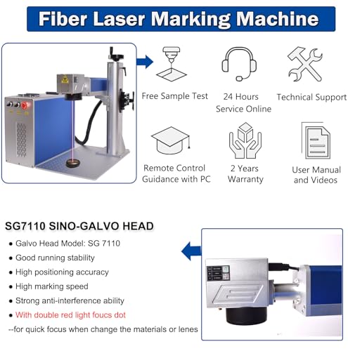 Ovsuqu Fiber Laser Engraver JPT LP 30W Fiber Marking Machine with 80mm Rotary Axis Metal Laser Engraving Machine 200x200mm+300x300mm for Metal - WoodArtSupply