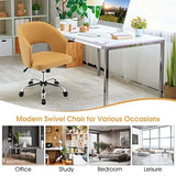 Giantex Home Office Desk Chair, Comfy Upholstered Chair with Hollow Design & Height Adjustable, Modern Rolling Swivel Armless Chair, Leisure Task Cute Chair for Living Room Study Vanity, Yellow Giantex