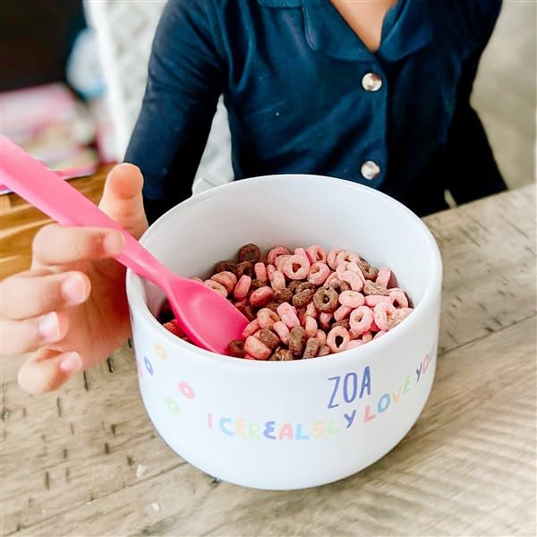 Personalization Universe I Cerealsly Love You 14oz Kids Cereal Bowl - Customizable, Dishwasher and Microwave Safe, Chip-Resistant Stoneware Bowl Perfect for Cereal, Soup, Snacks and More