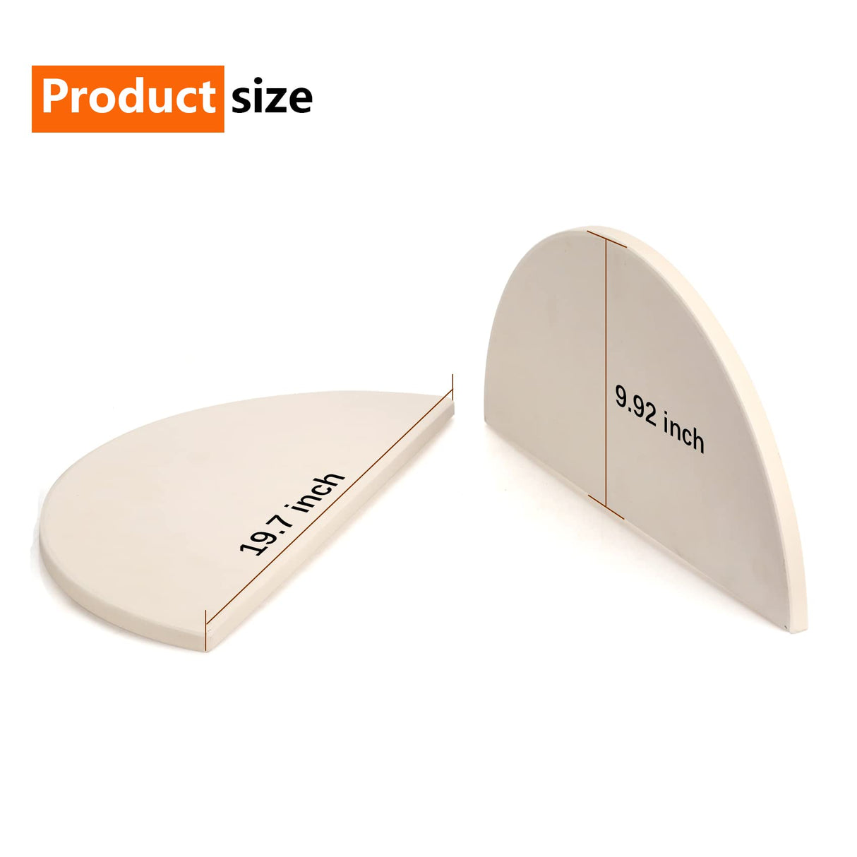 Half Moon Baking Stone Pizza Baking Stone for Big Green Egg XL, 2Pack 19.7" Cooking Stone Ceramic for Kamado Joe Big Joe II, for Primo Oval XL, for Vision Grills XL,forCharGriller Akorn Kamado Kooker Burly grill