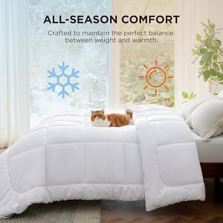 Bedsure Comforter Duvet Insert - Quilted Comforters Full Size, All Season Duvet, GentleSoft Down Alternative Bedding, with 8 Tabs, Gifts for Women/Men, White, Full 86 x 82 Inches Bedsure