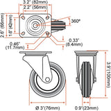 Online Best Service 12 Pack 3" Swivel Caster Wheels Rubber Base with Top Plate & Bearing Heavy Duty (12 Pack - no Brake) Online Best Service