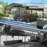 AirWire 20’x20’ Carport Canopy Metal Carport Heavy Duty Car Port Galvanized Steel Roof, Reinforced Stable Triangle Frame Enhanced Base for Snowy Windy Carports Car Tent for Car,Pickup,RV,Tractor,Boat AirWire