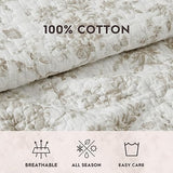 Laura Ashley - King Quilt Set, Reversible Floral Cotton Bedding with Matching Shams, Medium Weight for Year Round Use, Oek-Tex Certified (Walled Garden Brown) Laura Ashley