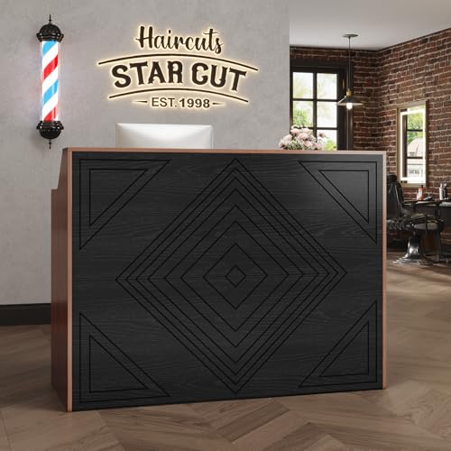 ANGRYWIN Reception Desk with Counter, Front Desk with Drawer and Storage Cabinet, Modern 47 inch Retail Counter with Cable Grommet for Checkout, Beauty Salon, Barber, Home Office (1-Drawer) ANGRYWIN