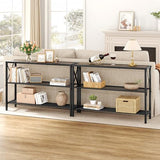 Hoctieon Industrial Console Table, 3 Tier Entryway Table, Hallway Table, Narrow Sofa Table with Shelves, Entrance Table for Entryway, Living Room, Foyer, Hallway, Office, Grey Hoctieon