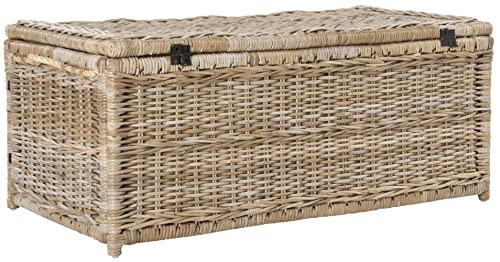 happimess HPM9000C Caden 46" Wicker Storage Trunk, Collapsible for flat storage, Rattan-Kubusoft Gray, Coastal for Office, Dorm Room-LivingRoom, Bedroom, Dining Room, Natural happimess