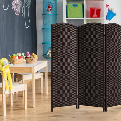 HALLYBEE Small Room Divider, Privacy Screen, Short Room Dividers and Folding Privacy Screens, Foldable Temperary Wall Partitions, 3 Panel Dark Mocha Space Separation Separator