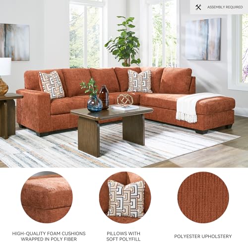 Signature Design by Ashley Aviemore Casual L-Shaped 2-Piece Sectional with Chaise for Living Room, Orange Signature Design by Ashley