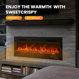 Sweetcrispy 50” Electric Fireplace Insert, Wall Mounted & Recessed Fireplace, 1500W Freestanding Fireplace Heater with Remote & Touch Panel Control, Adjustable Flame Effect, 12H Timer for Indoor use Sweetcrispy