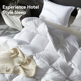 L LOVSOUL Goose Feather Down Fiber Comforter Queen Size, 100% Organic Cotton Fabric Duvet Insert,1200TC,750+Fill Power, Hotel Collection, All Season White Bedding Comforters with 8 Tabs L LOVSOUL