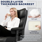 Misolant Big and Tall Office Chair with Footrest, High Back Executive Desk Chair with Adjustable Lift Armrest, 155°Recline，Lumbar Support Pillow, Faux Leather Gaming Chairs for Home or Office Black Misolant