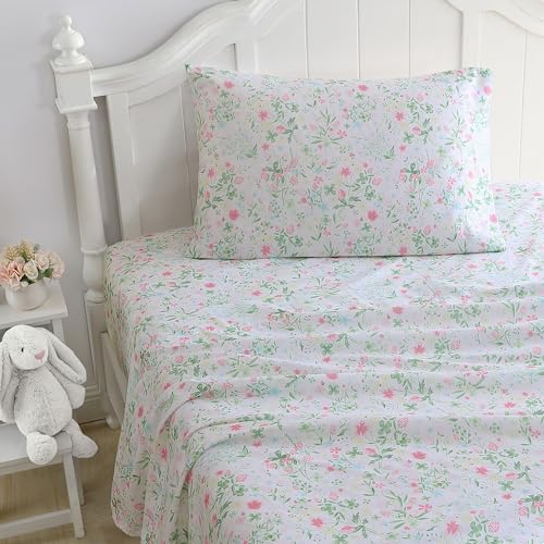 Laura Ashley Kids - Full Size Sheet Set, Soft & Wrinkle-Resistant Toddler Bedding, Fun & Whimsical Bedroom Decor, Ideal Girl Room Essentials (Posey Dance Pink) Laura Ashley