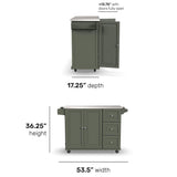 Homestyles Mobile Kitchen Island Cart with Stainless Steel Top, Sage Green homestyles