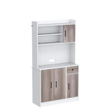 LOKO Kitchen Pantry Storage Cabinet, Kitchen Buffet with Hutch with Adjustable Shelves and Cable Management Hole, Tall Kitchen Hutch with Anti-tip Devices, 39.5 x 15.5 x 71 inches (White) LOKO
