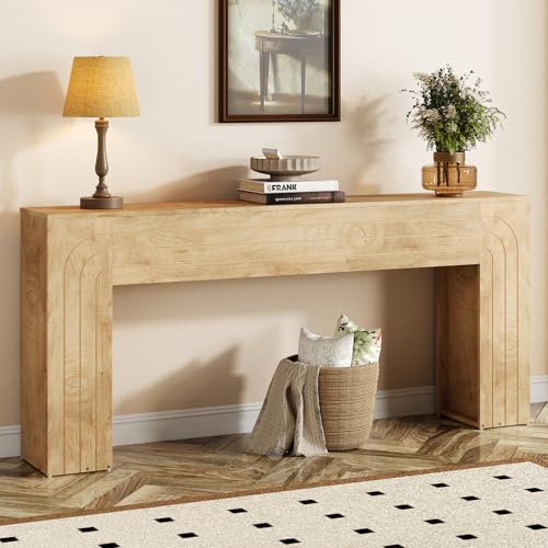 knoworld 70.9-Inch Long Console Table, Farmhouse Entryway Table with Handcrafted Line Detailing, Wood Narrow Sofa Table for Living Room, Hallway, Foyer, and Behind Couch knoworld
