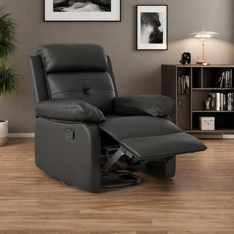 FONTOI Swivel Rocker Recliner with 360 Degree Swivel, Small Recliners with 30 Degree, 90-150 Degree Angle, Faux Leather Lift Chair for Home Theater Seating, Adults, Living Room, Bedroom, Black FONTOI