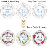Louise Maelys 3 Sets Funny Embroidery Kits for Beginners,Cross Stitch Kit for Adults,DIY Starters Needlepoint with Flower Wreath Pattern,Including Instruction and Threads