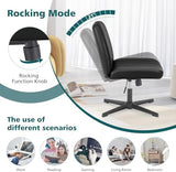 OLIXIS Criss Cross Legged Chairs Armless No Wheels Wide Seat Height Adjustable Swivel Padded PU Leather Home Office Desk Seating for Bedroom, Student, Study Room OLIXIS