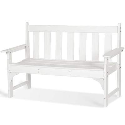 nalone Outdoor Bench, HDPE All Weather Patio Bench Load up to 800 Lbs, 2-Person Garden Bench Rot-Proof Fade Proof for Patio, Porch, and Park (White)