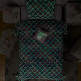 Kaleido Space Twin Comforter Set for Girls- 3 Pieces Glow in The Dark Mermaid Twin XL Bedding Set with 1 Comforter, 1 Decor Pillow & 1 Pillow Shams Kaleido Space
