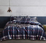 Jumeey Plaid Duvet Cover Queen Size Navy Blue Grid Bedding Set Buffalo Plaid Bedding Teens Boys Dark Color Gingham Grid Tartan Bedding Set Men Check Duvet Cover Full Houseri