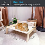 TOYAFUN Boho Cat Hammock Bed - Macrame Elevated Cat Bed for Indoor Cats, Free-Standing Breathable Cat Chair, Wooden Cat Swing Bed Pet Furniture Gift for Cats and Small Dogs TOYAFUN