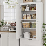 HOSTACK 70" Tall Kitchen Pantry Storage, Barn Doors Pantry Cabinet with Drawers and Adjustable Shelf, Modern Farmhouse Storage Cabinet for Kitchen, Dining Room, Living Room, Bathroom, White HOSTACK