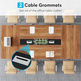 8ft Conference Table Large Meeting for 10 People Easy Assembly Brown Modern Contemporary Rectangular Metal Wood Walnut Finish Modular WoodArtSupply