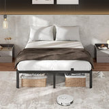 Metal Bed Frame Queen Size, 14 Inch 3500 lbs Heavy Duty Platform Bed Frames Steel Slats Noise Free No Box Spring Needed, Easy Assemble Sturdy Bedframe with Storage and Mattress Retainers BOLTRISE