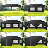 COBIZI Canopy 10x20 Pop Up Canopy Tent with 6 Sidewalls Party Tents for Parties Weddings Backyard Waterproof Outdoor Commercial Event Tent with Stakes, Ropes, Black COBIZI