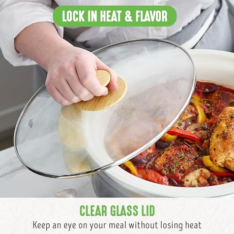 GreenLife 6 Quart Ceramic Slow Cooker, PFAS-Free Programmable Removable Healthy Nonstick Pot for Family Meals, Sear on Stovetop Keep Warm, Digital Timer, Dishwasher Safe Glass Lid & Crock, Quartz Grey GreenLife