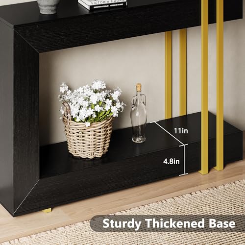 Einhomn 42.5" Console Table Behind Couch, 2-Tier Narrow Entryway Table with Storage, Wood Sofa Tables for Hallway/Entrance/Living Room/Foyer, Black Einhomn